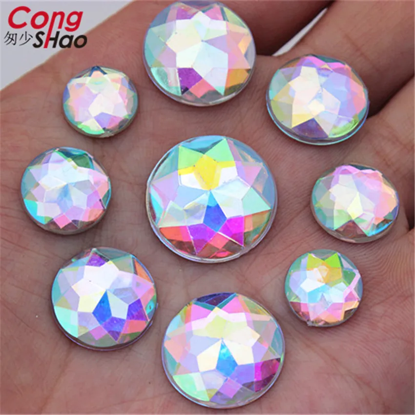 Flat Back Acrylic AB Rhinestones In A Variety Of And Sizes Round AB Stones For Face Decorations Face Gems DIY Garment Trim WC721