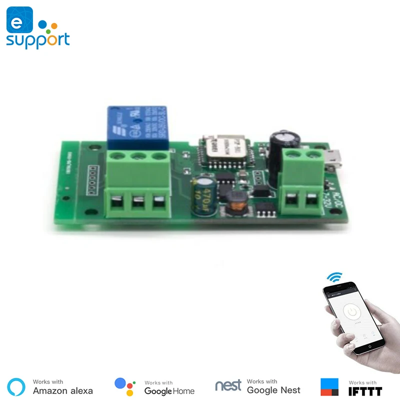 eWelink smart usb 7-32v diy 1 canal jog avançando sem fio wifi interruptor de casa inteligente, controle remoto de voz com alexa