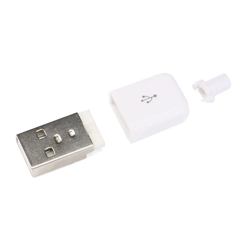 Connecteur USB 2.0 mâle Type A 4 broches, 10 pièces, à monter soi-même, adaptateur d'assemblage, Type à souder, coque en plastique noir pour la connexion des données