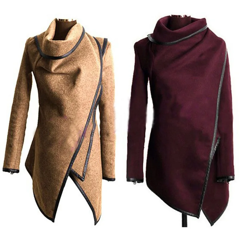 European Suit-dress Irregular Long Fund Self-cultivation Temperament Woolen Overcoat Windbreaker Long Sleeve Loose Coat