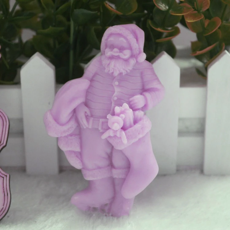 

Santa Claus Holding Socks Gift Soap Molds DIY Christmas Mold Chocolate Molds Food Grade Mould Handmade Mold Silicone For Soap