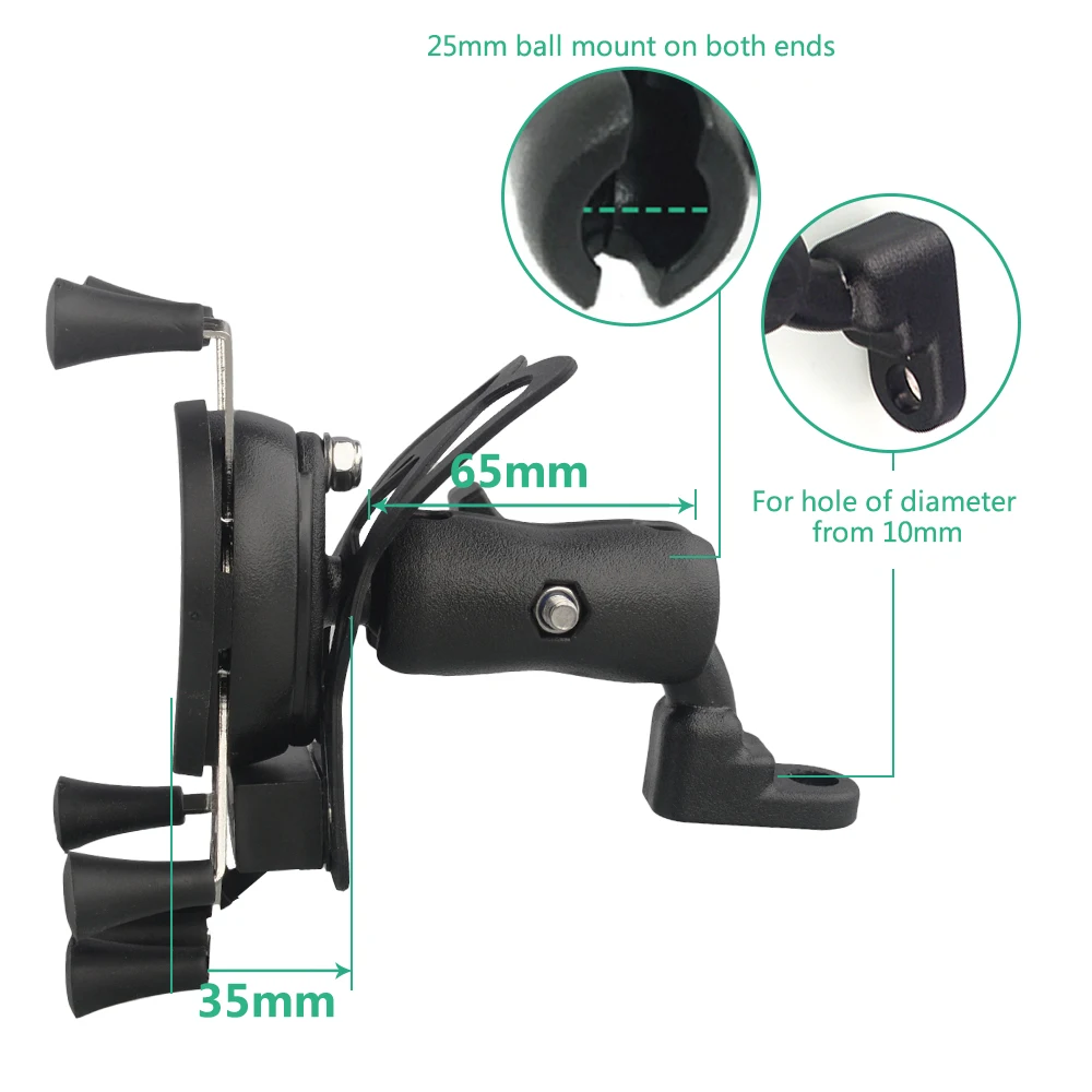 Motorcycle Handlebar Rear Mirror Mount Rail for CellPhone Smartphone Holder for iPhone Huawei LG Ram Mounts