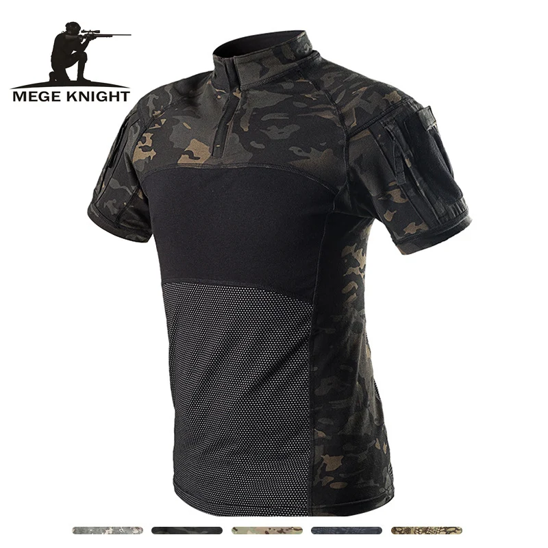 MEGE-Camiseta de manga corta para hombre, camisa táctica de manga corta con estampado de rana de verano, Multicam