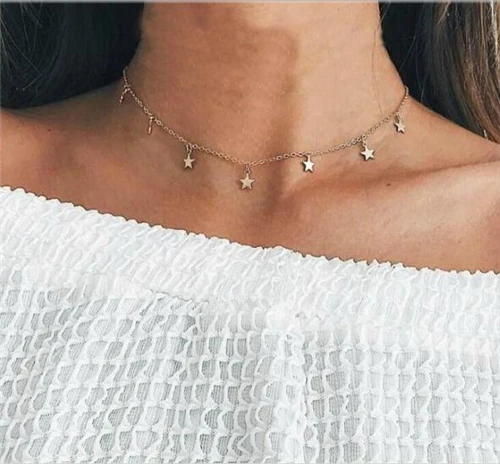 Vintage Punk Multi Layer Mond Sterne Herzen Streifen Simulierte Perle Halsketten Anhänger für Frauen Böhmischen Zubehör Geschenk – Detail 2