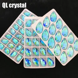 ALL Size QL Crystal 2018 popular Color AB Drops Sew On Crystal Stones Sewing On Rhinestone 2 Holes DIY Garment Dress Making