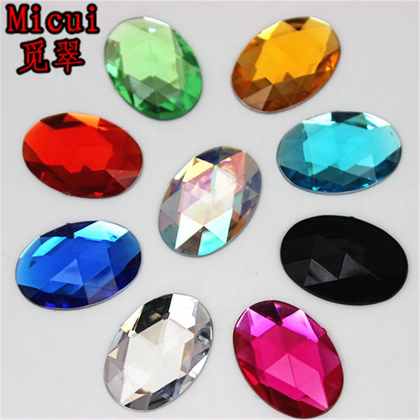 Micui 100PCS 18*25mm Oval Acrylic Rhinestones Flatback Crystals Stones For Clothes Dress Decorations Jewelry Accessories ZZ137