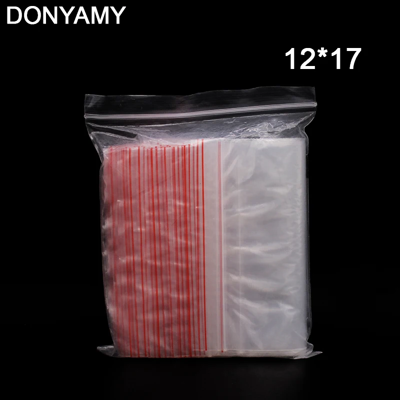 Hot Sale 12*17cm 100Pcs Transparent Food Phone Card Valve Hermetic Bag Zip Lock Plastic Gift Packaging Bags For Necklace