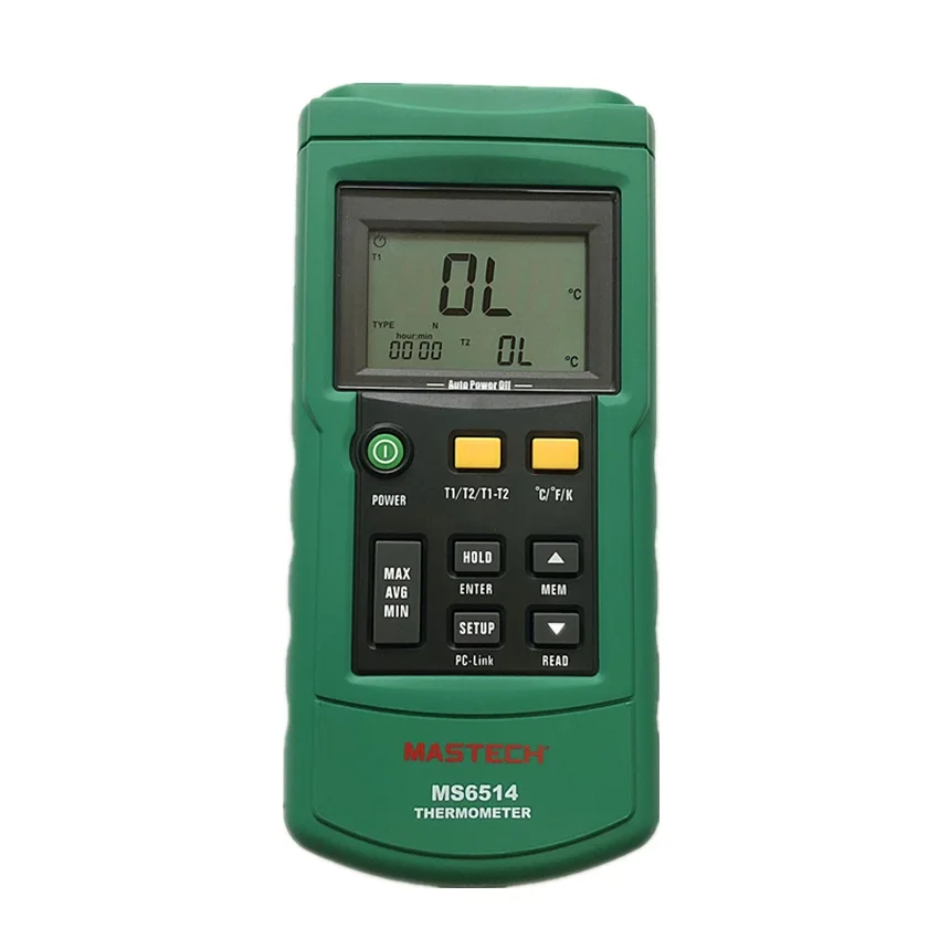 

MASTECH MS6514 Dual Channel Digital Thermometer Temperature Logger Tester with USB Interface 1000 Sets Data KJTERSN Thermocoupl