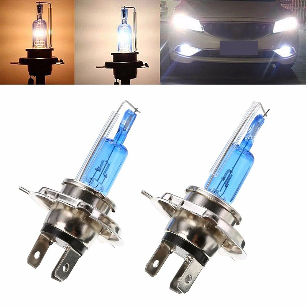 

2x Motorcycle Halogen Light Bulb H4 Auto Headlight 12V Xenon HID 35W Car Lightings Motorcycle Assembly Lamp Supper White 6000K