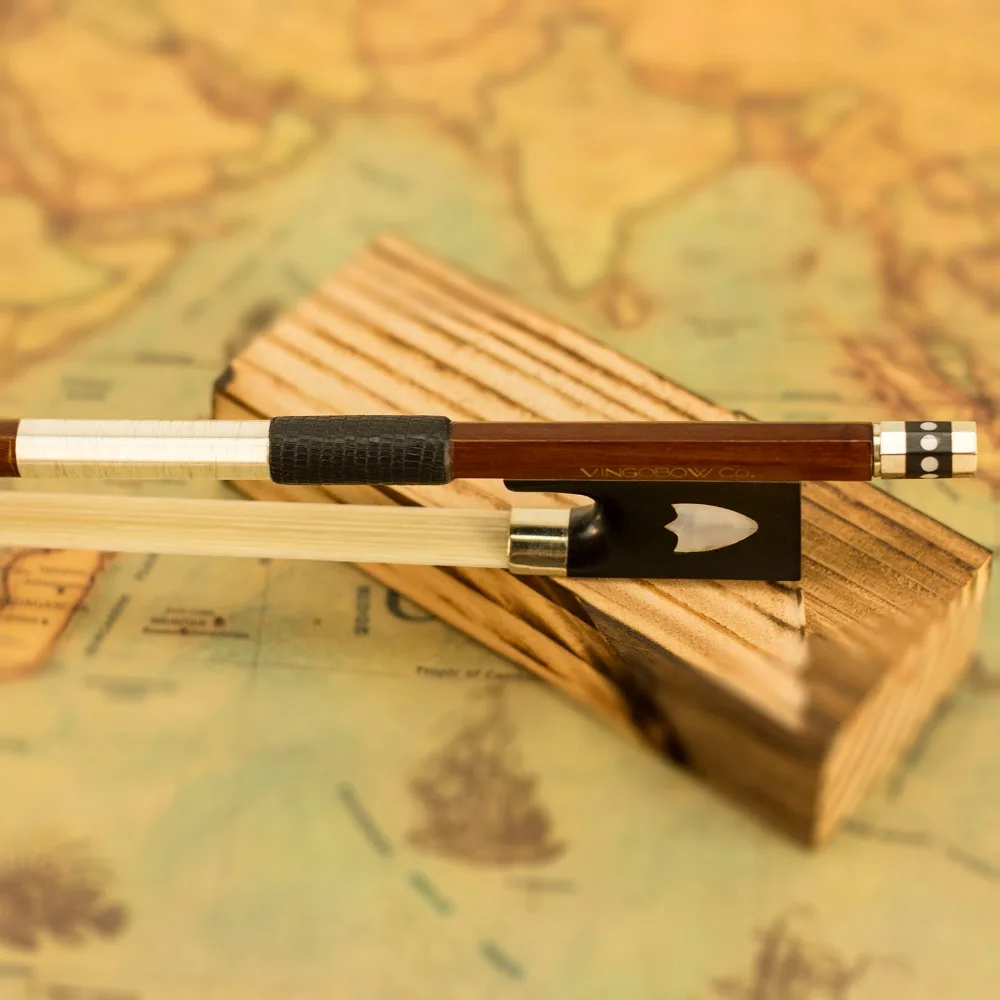 430V 4/4 Size VIOLIN BOW Pernambuco Stick Ebony Frog Nickel Silver Mounted Natural Mongolia Horsehair