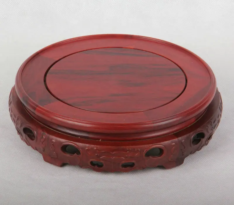 Authentic rosewood rotary table base relief hollow monolith base vase flowerpot base characters