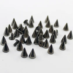 50sets/Lot 7*10mm Gun-Black Punk Rock Screwback Bullet Spikes And Studs For Clothes Alloy Rivets Leather Craft DIY Accessory