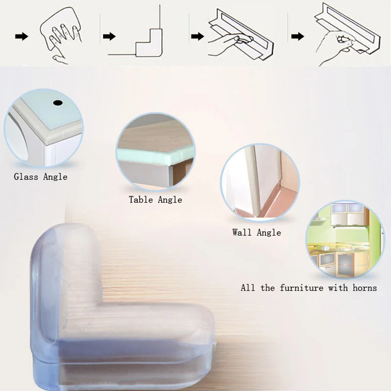 Couverture de Protection d'angle de bureau, en PVC souple Transparent pour bébé enfants, lit sûr, accessoires de meubles 4 pièces/lot