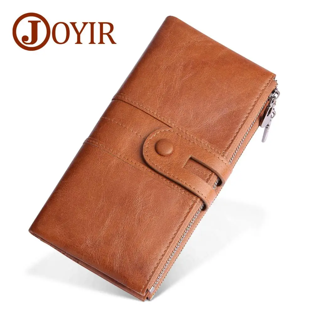 JOYIR Hot Sale Wallet Genuine Leather Men Rfid Wallets Male Card Holder Zipper Long Clutch Coin Purse New Design Unisex Wallet