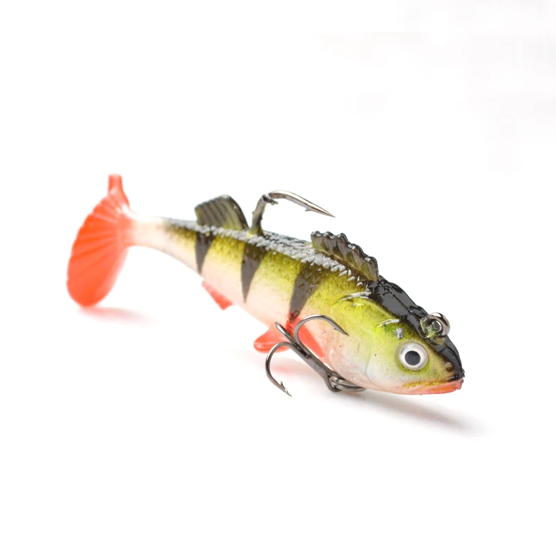 TOMA 5pcs/lot Soft Bait Lead Head Fish Lures 8g /9.5g Bass Fishing lure Sharp Treble Hook T Tail Sea Fishing Tackle