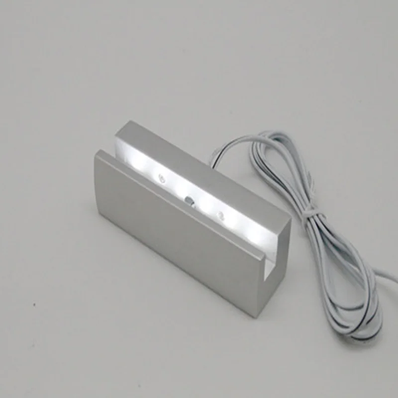 12cm Long Satin Silver Aluminum Pantented Luminous LED Sign Clamp,Illuminated Signs for Glass Acrylic Clamp for Advertise