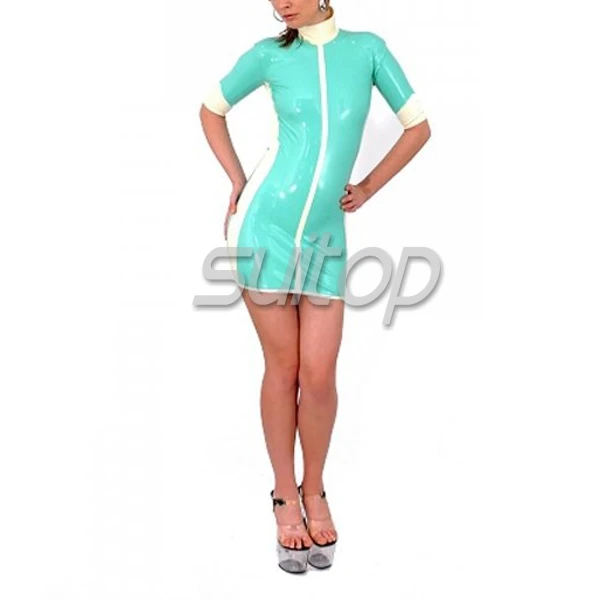 100% handmade latex uniform dress RUBBER SUITOP