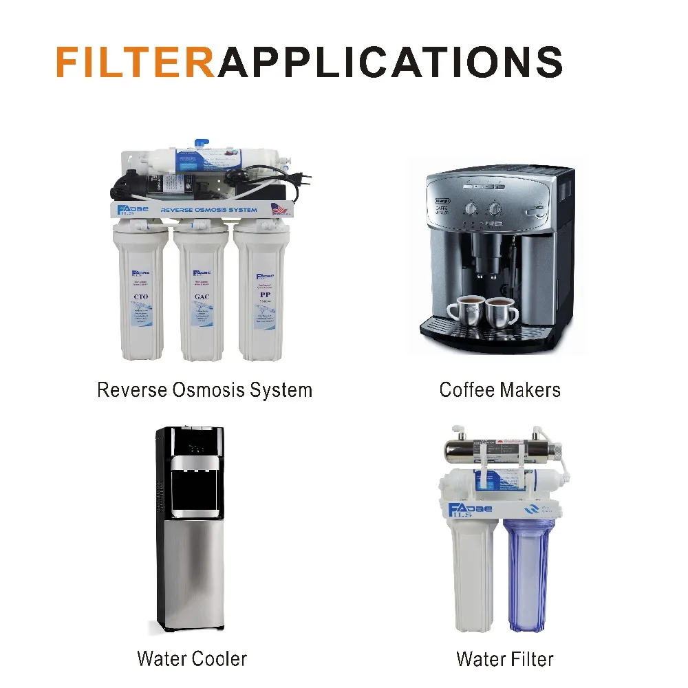 Reverse Osmosis System Replacement Filters 10in. L x 2in. OD, Inline Nano Silver Carbon Water Filter Cartridge(packed of 4)