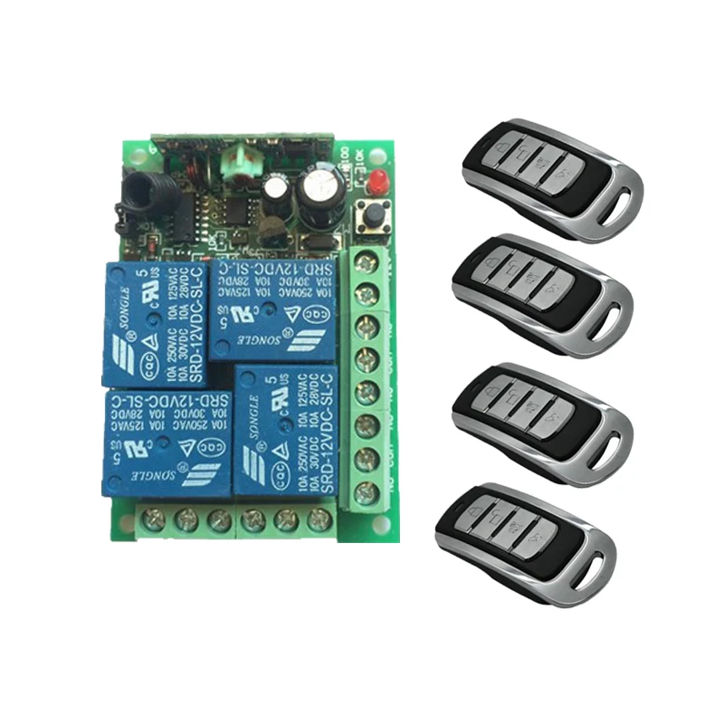 DC12V 4CH Learning Code RF Wireless Remote Switch Controllers for Appliances Metal remote learning code remote