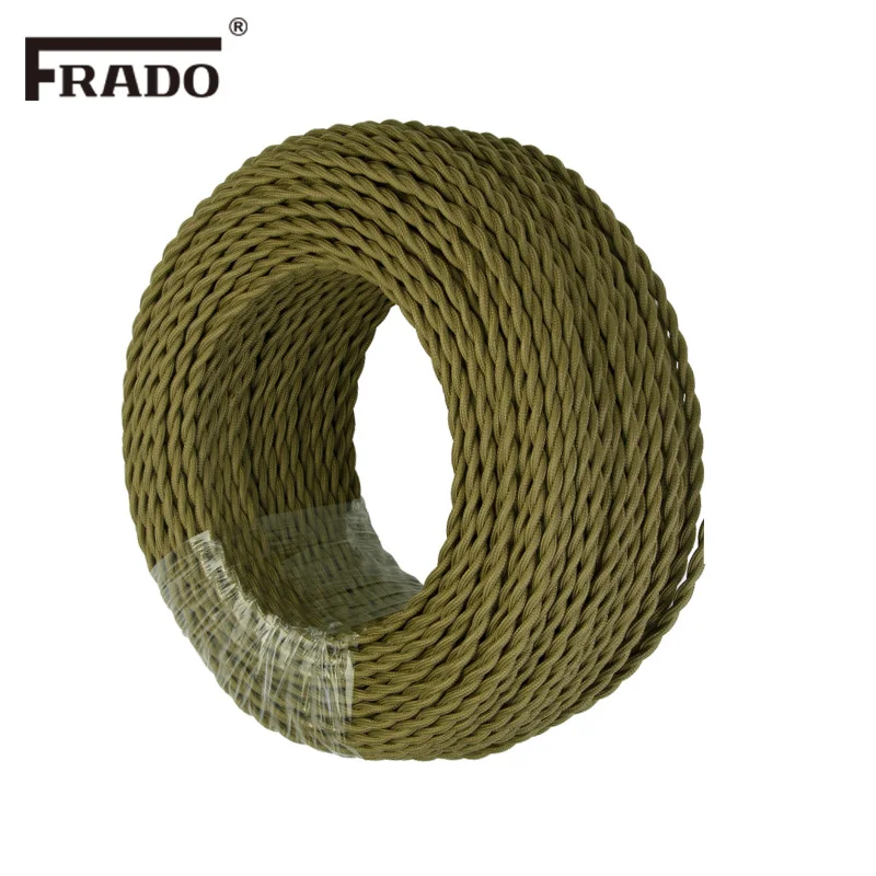 2*0,75mm Vintage Twisted Elektrische Draht Beige Textil Kabel Edison Vintage Lampe Kabel Geflochtene Retro Anhänger Licht Lampe draht – Detail 13