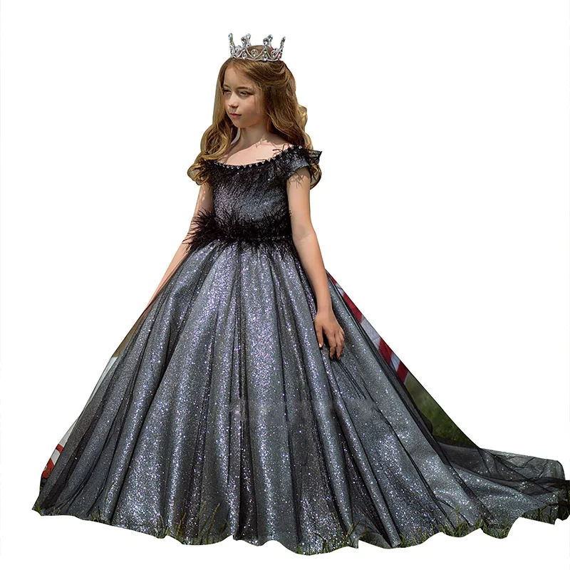 

princess dress for girls off the shoulder kids party dress girls costume long evening ball gown with train girls prom dress