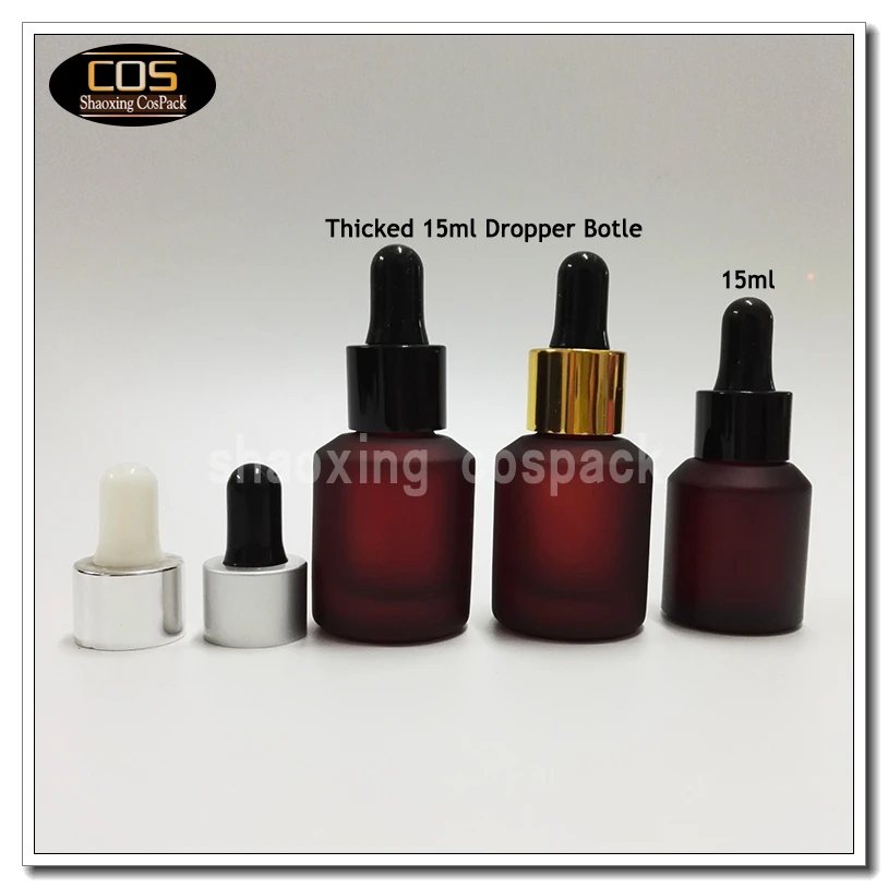 

wholesale 50pieces/lot 15ml rose red frosted round dropper bottle,15 ml glass dropper container for essentical oil