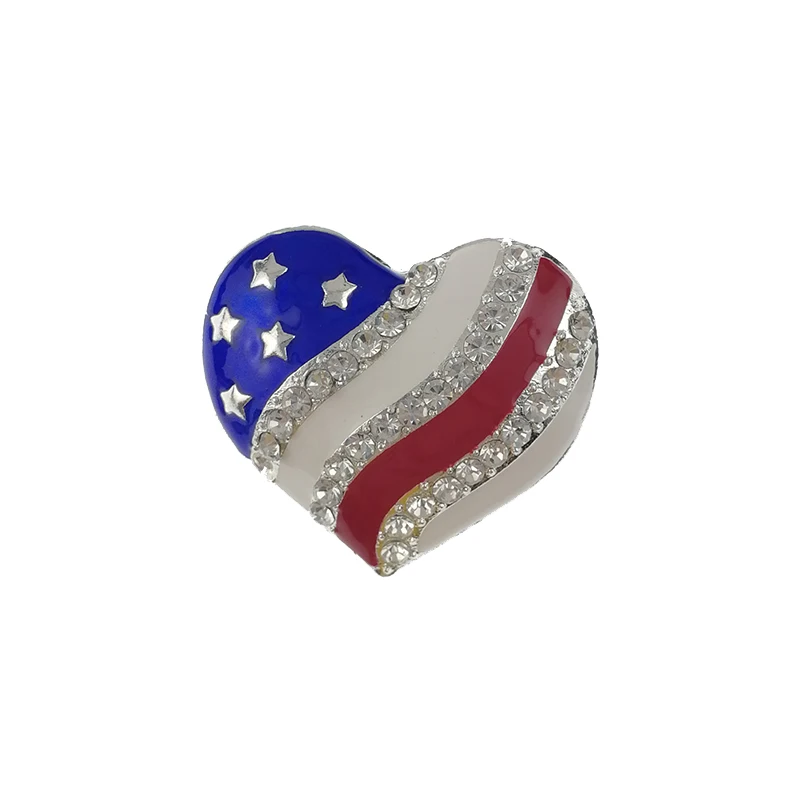 

Beautiful Red White and Blue Stylized Heart Shaped Brooch USA Patriotic Heart Brooch