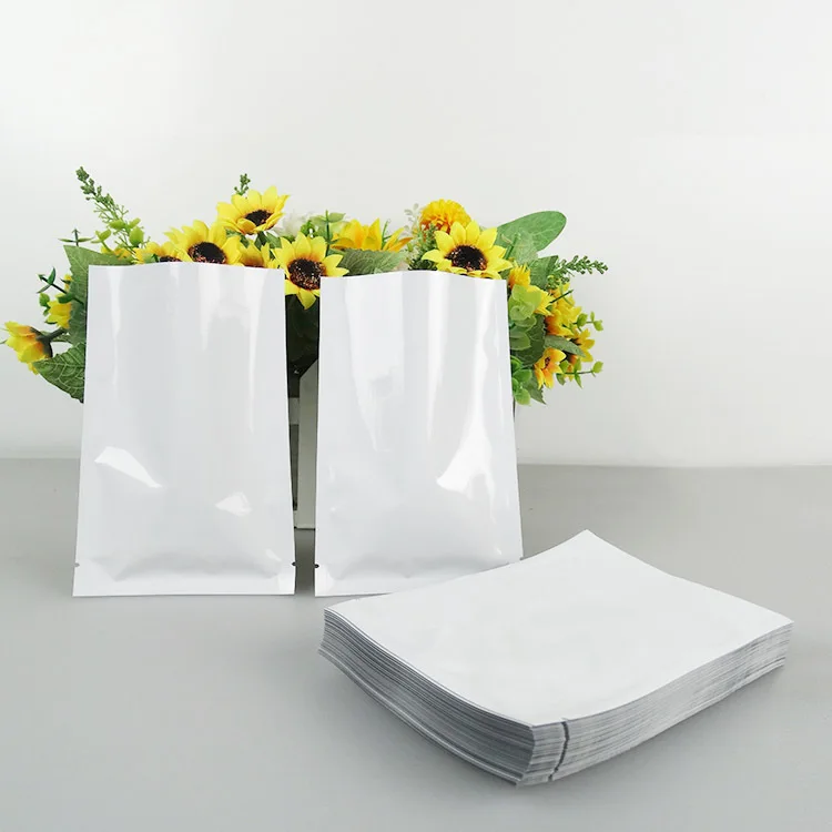 

Various Sizes DHL 2600Pcs/Lot Matte White/Green Open Top Plastic Flat Aluminum Foil Bag Heat Seal Food Storage Packaging Bag