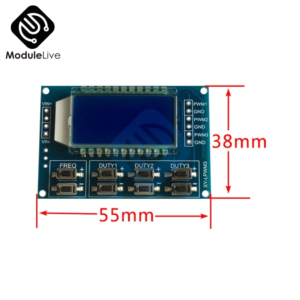 DC 3.3 -30 V 3 Channel 3-CH Frequency Adjustable Meter PWM Signal Generator LCD Display Meter 1 Hz -150 KHz Duty Cycle 0 -100