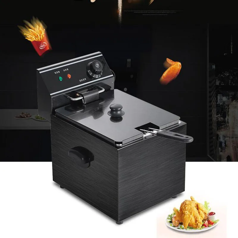 

8L Electric Deep Fryer Blast Furnace Cylinder Thickening Fryer Grill Fried Chicken Fried Dough Sticks Furnace Fries Machine