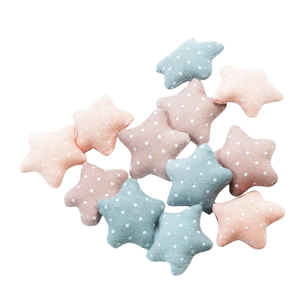 12pcs Korean Style Kawaii Padded Fabric Star Patches Appliques For Clothes Sewing Supplies DIY Hair Accessories Craft Decoration