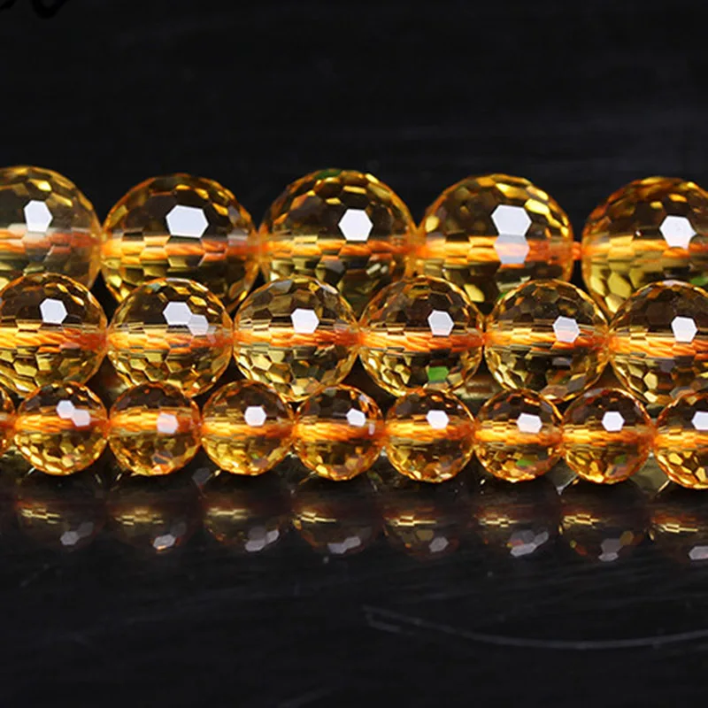 8-12mm Round Faceted Citrine Beads 15\'\' Yellow DIY Loose Quartz Beads For Jewelry Making Women Beads Bracelet Necklace Gift