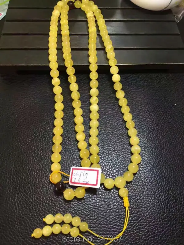 100% Natural Amber 7.6mm Size 108 Beads Buddhism Prayer Beads 30.5g Ship by DHL