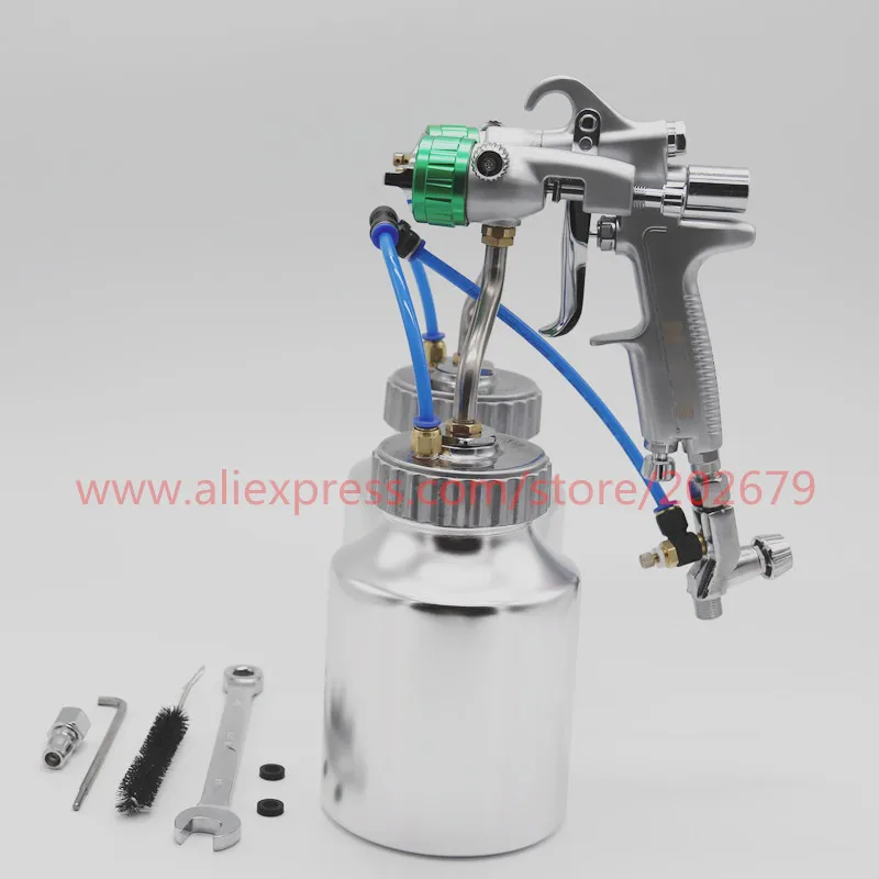 HVLP Newest Type Double Nozzle Spray Gun,Pressure Feed Spray Gun, Nano Chrome Paint Sprayer , Dual Head Pneumatic