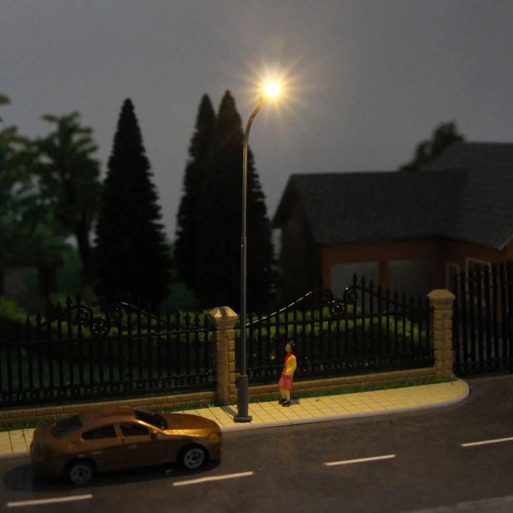 Evemodel 10pcs Model Railway Metal Street Light Lamps Z N TT HO Scale LED 3V Free Resistor Single Head