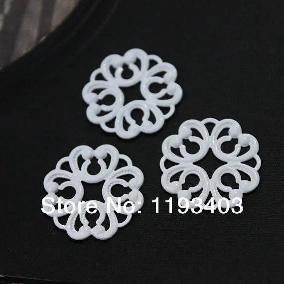 20PCS White Enameled  brass Filigree Jewelry Connectors Setting  Base Connector Finding  21mm (FILIG-EW-4)