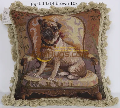 brown dog wool handmade cusions Museum Royal Palace  velvet embroidered needlepoint pillowcase 35x35cm pg-1gc165neecusyg4