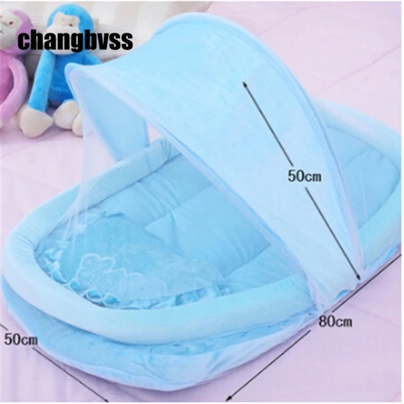 Comfortable Baby Crib Sets Portable Folding Baby Mosquito Net With Cute Pillow + Cushion Mattress Infant Baby Bed Canopy Tent