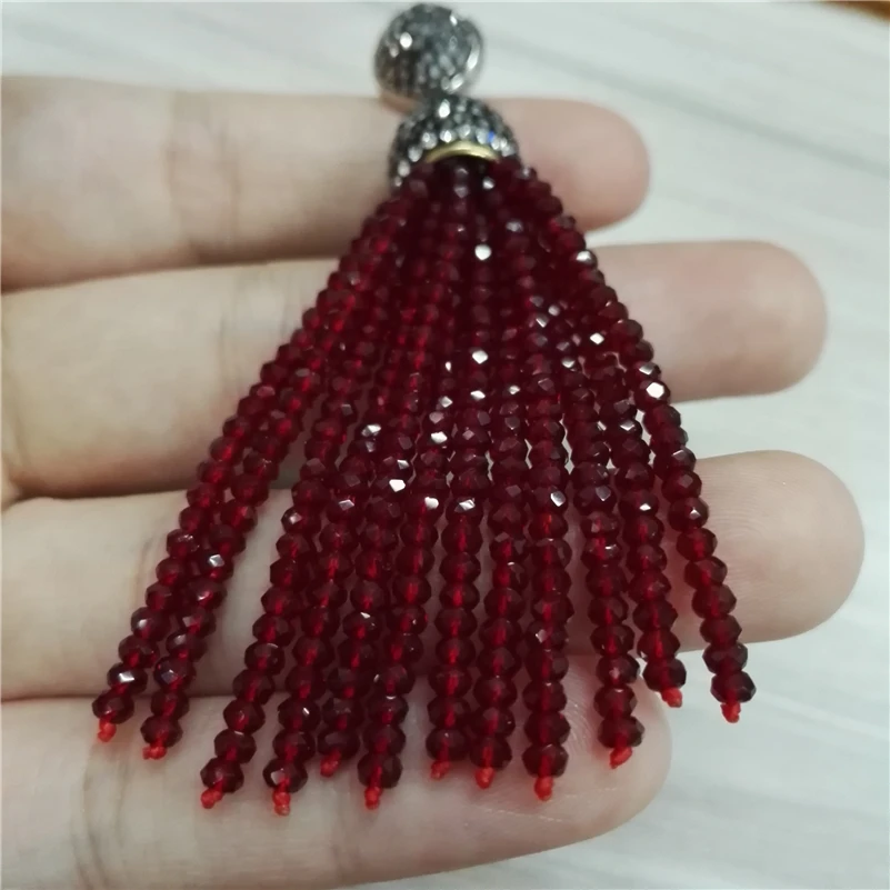 Original Handmade Bohemia Wire Red Green Blue Brown Beads Long Tassel Drop Dangle Black Rhinestone Connector Earrings For Women