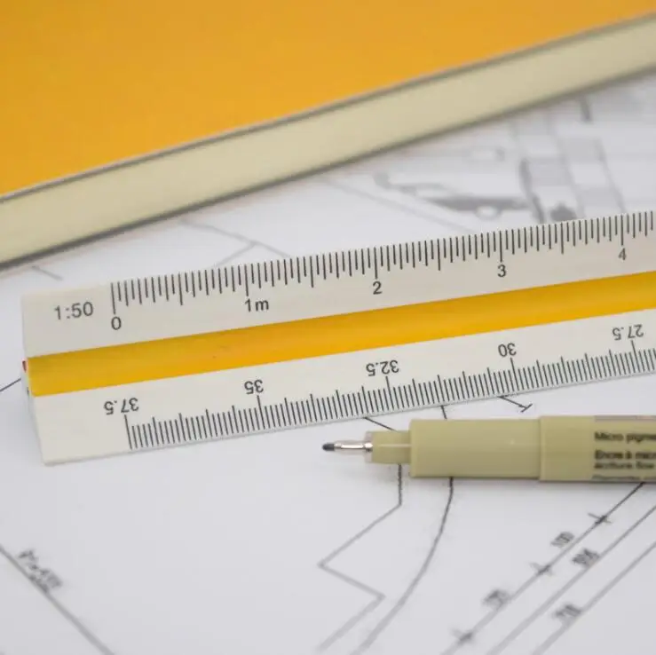 Regla de escala triangular de tres ángulos, regla de escala Mitsubishi multiproporción de 30cm, regla de dibujo