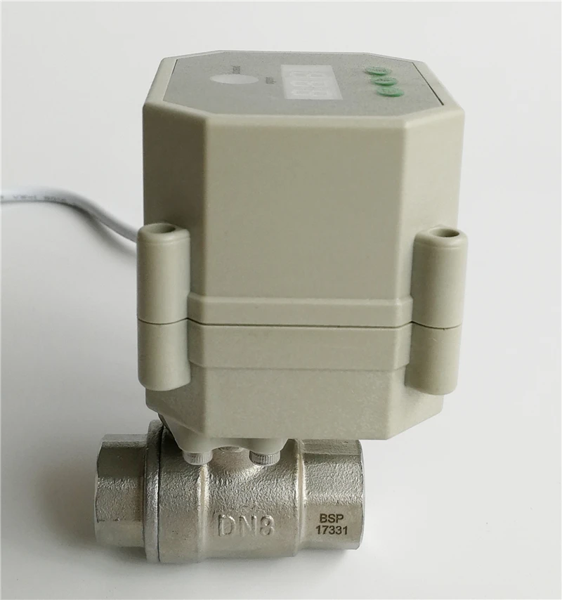 Tsai Fan Miniature Timer Controlled Valve AC110-230V BSP/NPT, CE 1/4'' SS304 Electric ball valve with time setting function IP67