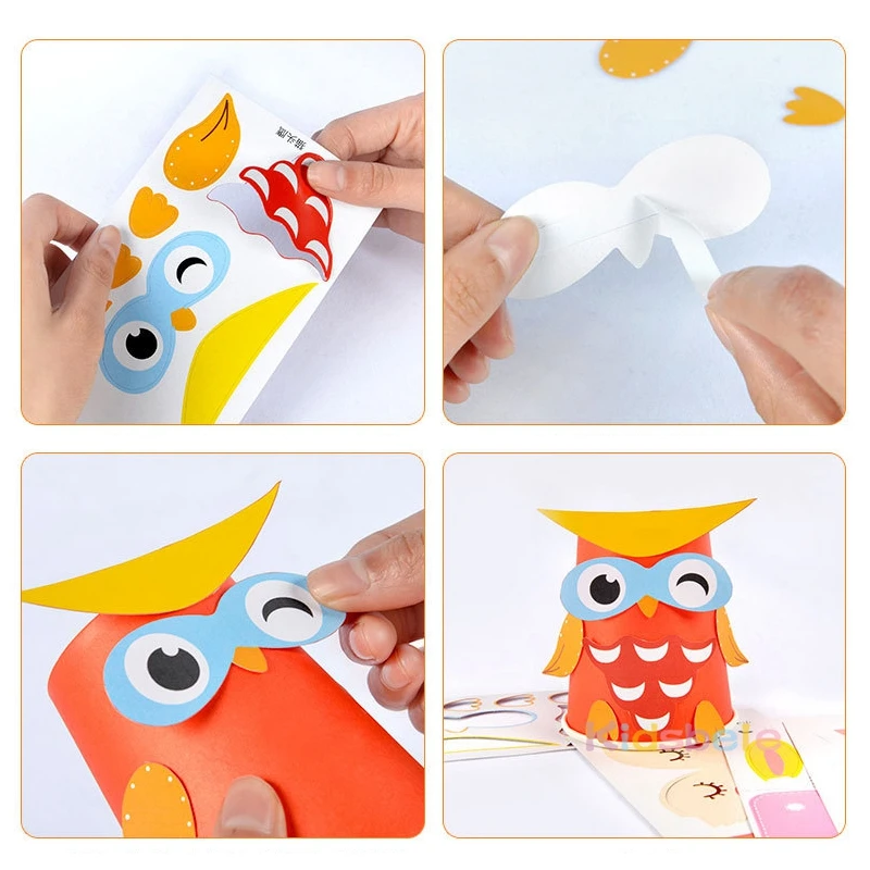 Kids DIY Toys 3D Handmade Paper Cups Sticker Material Set Educational Toys For Children Creative DIY Animal Cups Funny Toys Kit