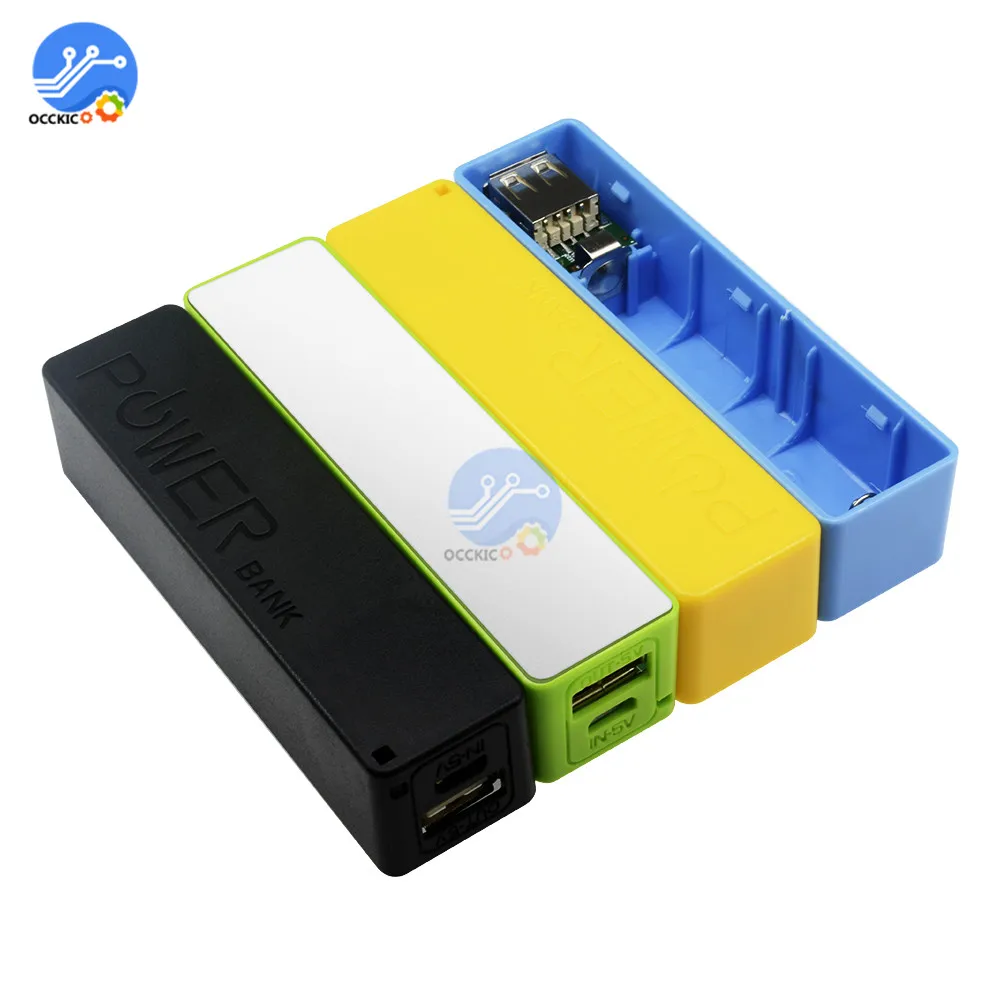 USB Power Bank Case Diy Kit Blue/Green/Yellow/Black/Pink/White 18650 Lithium Battery Charger Box Holder for 1800mAh 2200mAh