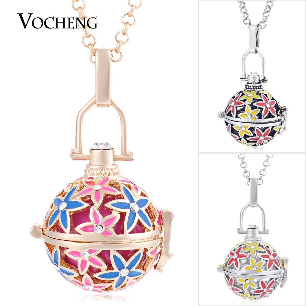 

10pcs/lot Vocheng Angel Locket Hand Painted Star 3 Colors Inlaid Crystal Cage Necklace with Stainless Steel Chain VA-212*10