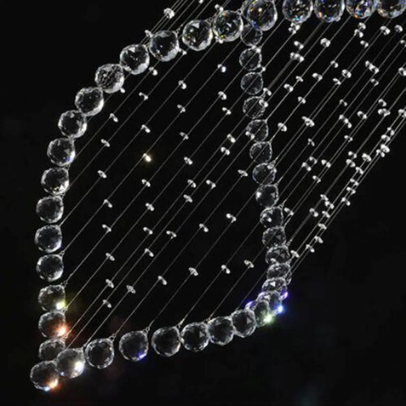 Lampu gantung kristal Modern, lampu kristal LED tangga dupleks untuk langit-langit Villa lorong Droplight