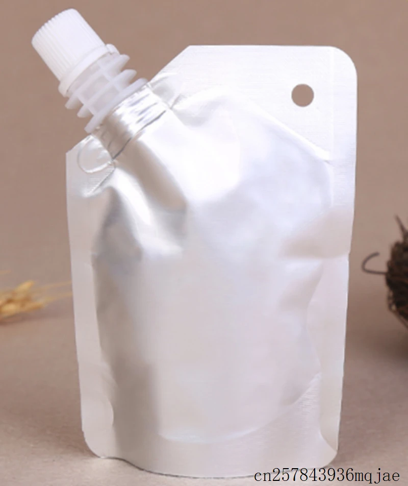 

500pcs 50ml Stand Up Drinking Bag White Spout Pouch Package Bags for Beverage Milk Bag