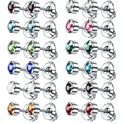 Alisouy PAIR Surgical 316L Steel Birthstone CZ Ear Stud Earrings Studs Tragus Cartilage Piercing Professional for Earring Gun