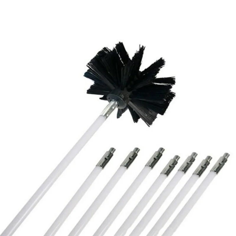 Flexible 8pcs Rods With 1pc Brush Head Chimney Cleaner Sweep Fireplaces Inner Wall Cleaning Brush Cleaner Chimneys Accessories