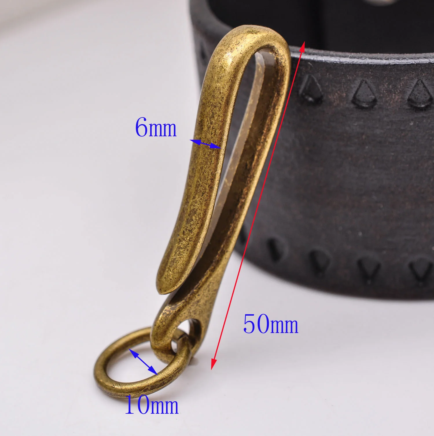 5pc 50mm Quality Antique Brass Car Keychain Keyring Fob Clip Belt U Hook Loop Jeans Wallet Chain Accessories Fish Hook SET