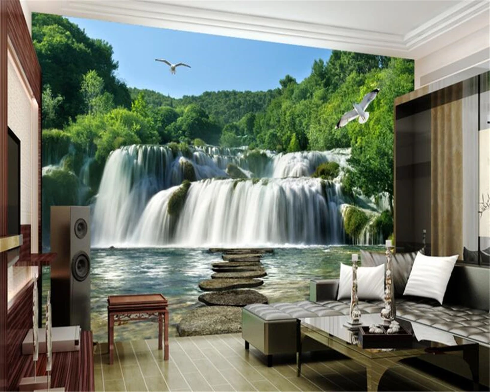 

beibehang papel de parede Seamless fashion personality 3dwallpaper landscape waterfall 3D landscape background wall papier peint